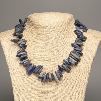 Necklace of Sodalite Chips “Needle” 20x6 mm, length 48 cm +