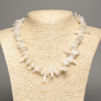 Adularia Chip Necklace with Natural Stone "Needle", 18x5mm, 48 cm length +