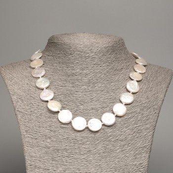 Necklace of natural baroque pearls with petrol tint, diameter 15x15x4 mm, length 45 cm +