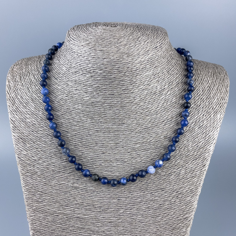 Sodalite Necklace with Smooth Beads, 6mm diameter ±, length 48cm ±