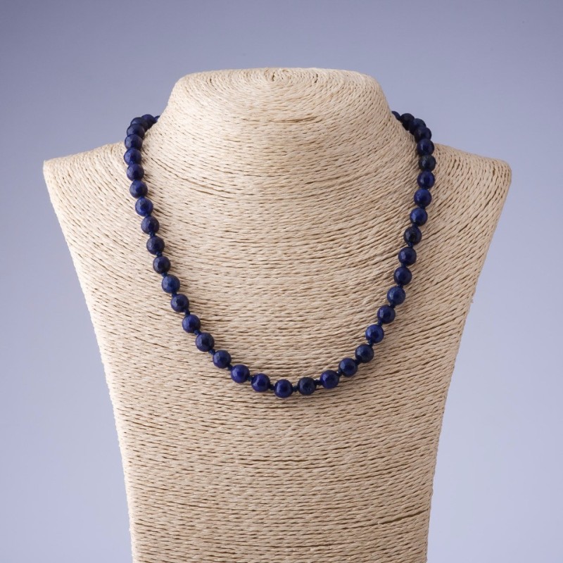 Lapis Lazuli Necklace Bead, faceted round, length 48 in, diameter 8 mm