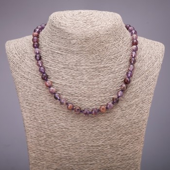 Necklace made of natural stone Amethystine? Amethyst? Wait—need correct: Ametrine natural stone smooth beads 8 mm diameter, length 45 cm