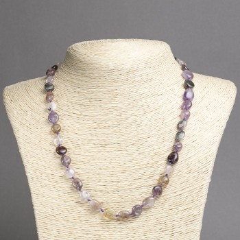 Amethyst Necklace Bead Necklace with Faceted Natural Stone, 8x10 mm, 45 cm+ length