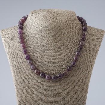 Amethyst Bead Necklace, Smooth Round Beads 10mm, Length 47 cm+