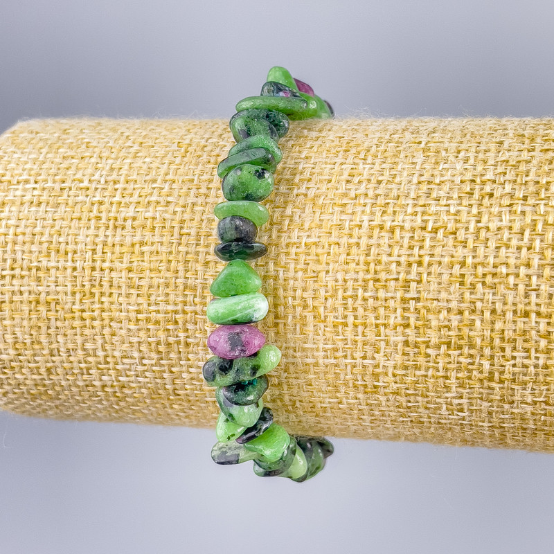 Bracelet Zoisite natural stone shard, diameter 8x4mm+-, length 18cm (stretch)