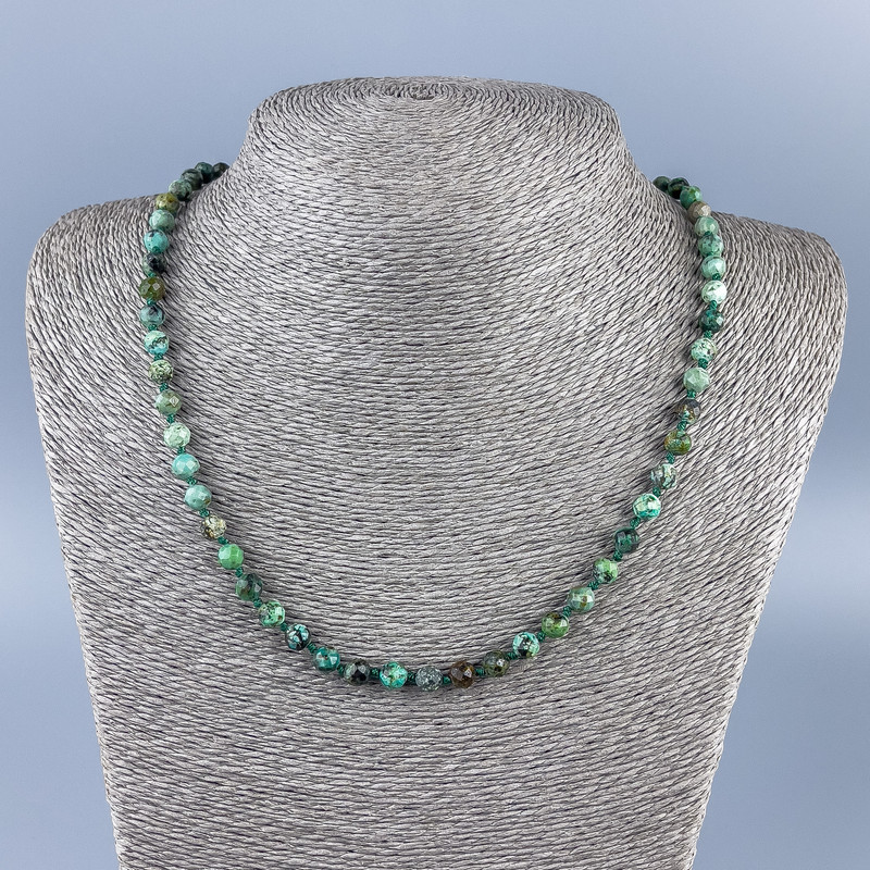 Chrysocolla and Lazurite Necklace with 6mm faceted beads, 52 cm long