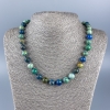 Natural Stone Necklace Chrysocolla Turquoise blue Sapphire? actually Chrysocolla and Lazurite Smooth Bead 10mm Ø, Length 48cm