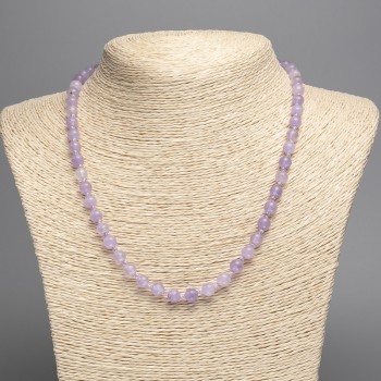 Amethyst Necklace (Tone-on-Tone Quartz) Smooth Bead, 6.5mm diameter, length 50cm