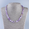 Necklace made of natural gemstone Amethyst cabochon, diameter 10x7mm±, length 50cm ±