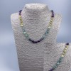 Natural Stone Bead Necklace Fluorite faceted, diameter 7x11-6x7mm+-, length 52cm +