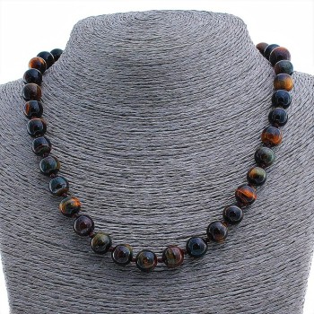 Hawk's Eye Bead Necklace, 10mm Beads, 48cm