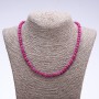 Natural Stone Necklace of Turmaline "Turmaline" (handmade) dark pink faceted rondelle, 6x4 mm diameter, length 50 cm