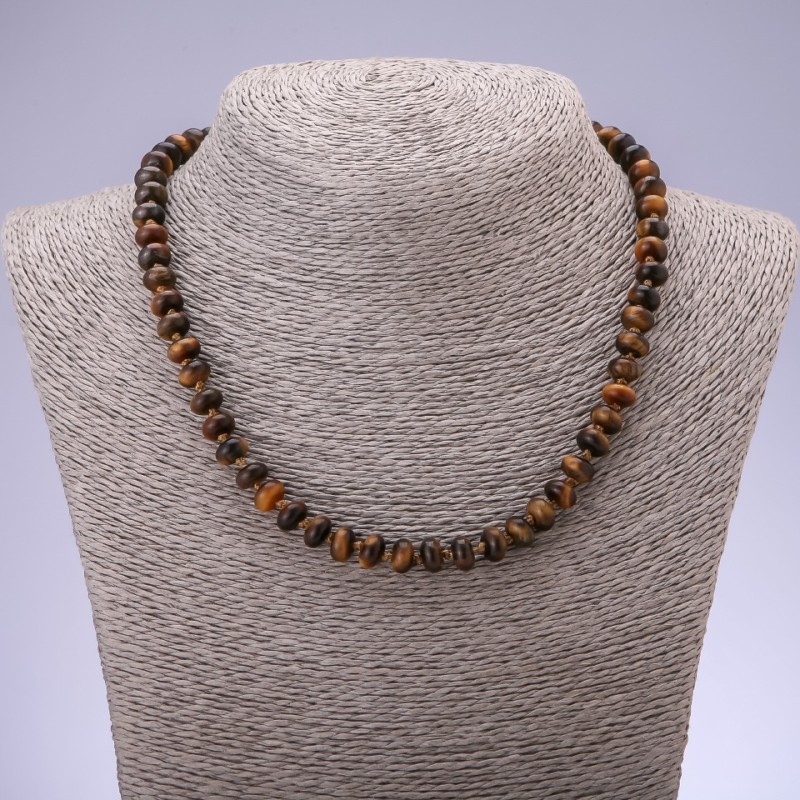 Tiger’s Eye Necklace Smooth Rondelle Beads, 8x5mm, 45cm