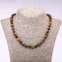 Tiger's Eye Bead Necklace, Faceted, 8-10 mm diameter, 48 cm length