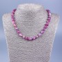 Necklace of Natural Rubellite Tourmaline tumbled, diameter 9×9 mm+, length 48 cm +