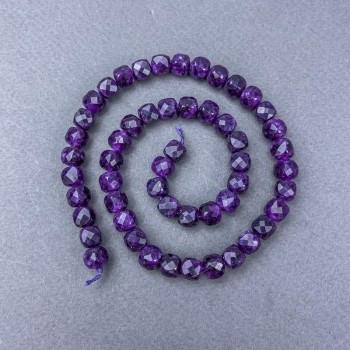 Sugilite Beads Natural Stone Cut Cubes on Thread, diameter 7.5×7.5 mm ±, string length 38cm ±