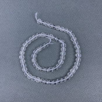 Beads Mountain Crystal Natural Stone Faceted Cube on Thread, 6x6 mm diameter, length 39 cm