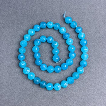 Aquamarine Beads Natural Stone Faceted Round Beads 8 mm± on Thread, 38 cm+