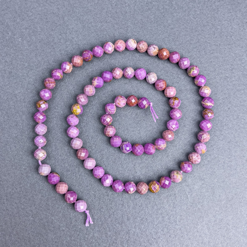 Phosphosiderite Beads, Natural Stone, Faceted Round Beads, Ø 5.5 mm ± on Thread, Length 41 cm ±