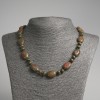 Unakite Jasper Beads Flat Oval Necklace with Rondelles 9×5 mm ±, 13×18 mm Flat Oval Beads, 45 cm ± length