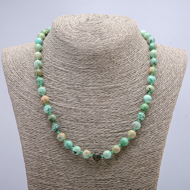 Natural amazonite necklace, smooth round beads 8mm diameter, length 46cm +