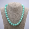 Necklace with natural Jadeite smooth ball, diameter 12(±)mm, length 46cm+