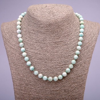 Larimar Bead Necklace with Natural Stone Smooth Round Beads, diameter 8(±)mm, length 45cm