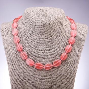 Chalcedony Necklace with Flat Oval Beads, 13×18 mm, 45 cm length