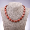 Necklace of natural Aventurine (synthetic) "Golden Sand" flat oval, 13x18mm, length 45cm