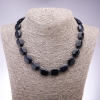 Necklace of Aventurine stones (synthetic) "Blue Sand" Cairo night flat oval, diameter 13x18mm, length 45cm