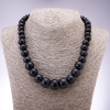 Necklace of Aventurine stone (synthetic) "Blue Sand of Cairo Night" rondelle enlarging, diameter 10x6mm-19x14mm, length 45cm