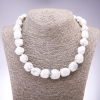 Natural Chalcedony Bead Necklace, Hexagonal Cut, 13x15 mm, length 50 cm