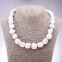 Natural Chalcedony Bead Necklace, Hexagonal Cut, 13x15 mm, length 50 cm