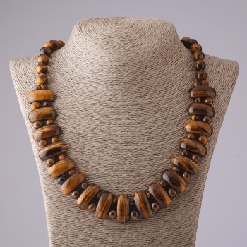 Caesar Cleopatra Tiger's Eye Necklace 12×25 mm links and 10 mm bead, length 50 cm