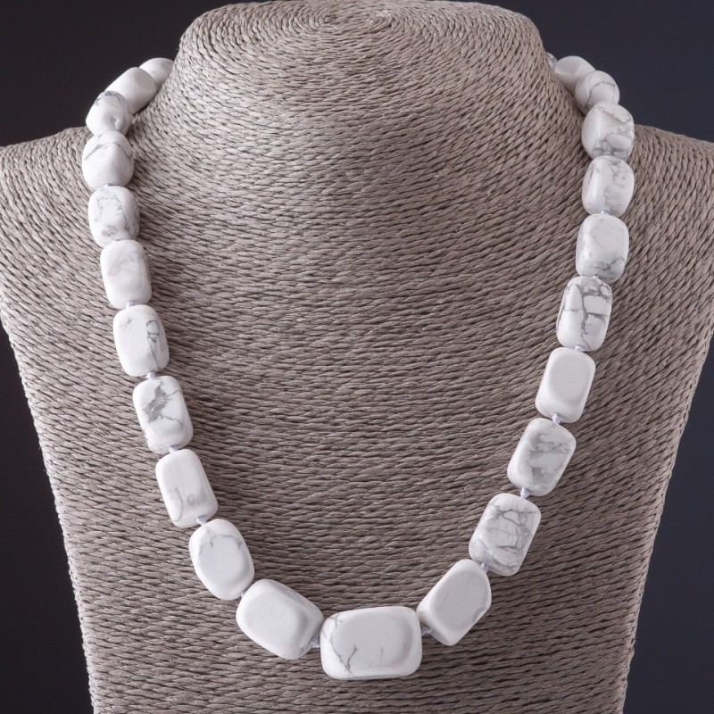 Necklace Victoria with Howlite "bar" with enlargement 0, 8x2.5 cm, length 50 cm