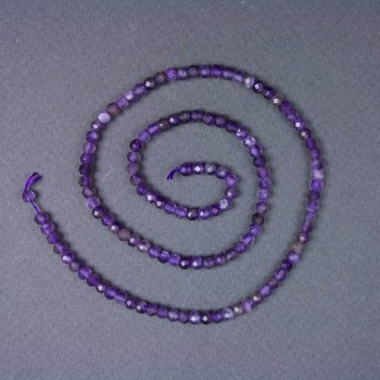Amethyst Beads - Natural Stone Beads, Garnet? No, Garnished Rondelle? Wait, correction: Amethyst rondelle beads—natural stone, faceted rondelle, 4x3 mm ± on thread, length 39 cm+