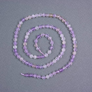 Amethyst Beads natural stone faceted ball, diameter 4 mm± on thread, length 39 cm+