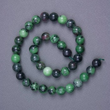 Zoisite Beads natural stone smooth sphere, diameter 10.5 mm+- on thread, length 39 cm+
