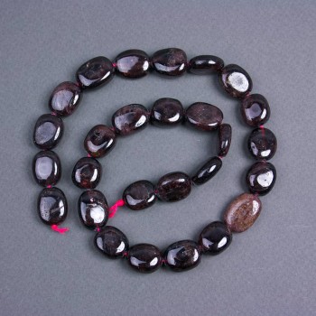 Garnet Beads Natural Stone Oval, 15x12 mm ± on thread, 40 cm+ length