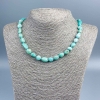 Necklace made of Amazogite and Larimar, natural stone tumbled, diameter 12x8 mm +/-, length 48 cm +