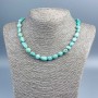 Necklace made of Amazogite and Larimar, natural stone tumbled, diameter 12x8 mm +/-, length 48 cm +