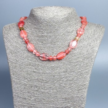 Chalcedony Necklace with natural stone oval beads, 18×12 mm, +-, Rondelle 8×5 mm+-, length 46 cm +