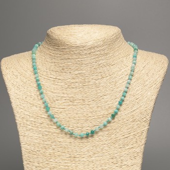 Amazonite Bead necklace with Natural Stone, faceted rondel, diameter 5×3.5 mm, length 47 cm +