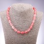 Natural Chalcedony Necklace "Barrel", diameter 9x14mm, length 48cm