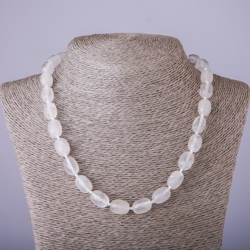 Necklace made of natural stone Quartz “Barrel” beads, diameter 10x14mm, length 47cm