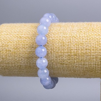 Aquamarine Bead Bracelet smooth ball, diameter 10 mm±, length 18 cm (stretch)