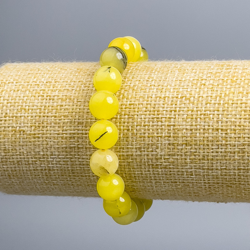 Toned Quartz Rutilated Quartz Hairy Bead Bracelet, smooth bead, diameter 10mm±, length 18cm (stretch)