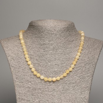 Citrine Bead Necklace smooth rounds, diameter 6.5 mm±, length 48 cm±