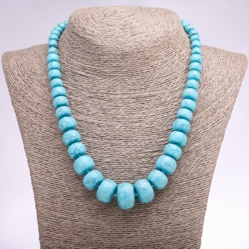 Bead Necklace Turquoise Disc, Enlarging Size 8-20 (+/-) mm, Length 48 cm