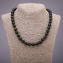 Necklace of natural stone Sunstone Obsidian smooth bead, diameter 8mm, length 48cm